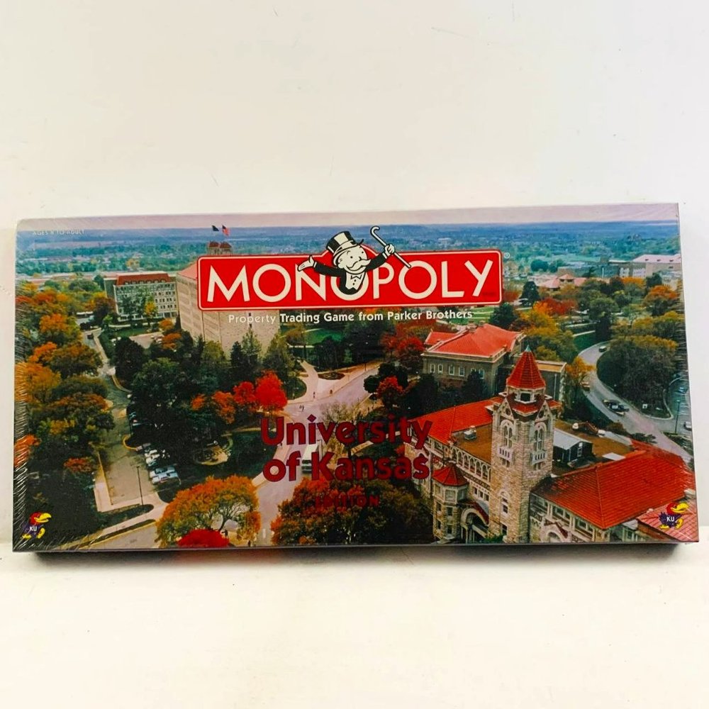 Vintage Monopoly University of Kansas Edition 1998 Board Game Hasbro New Sealed‎